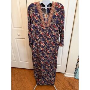MISS LAHA Special Collection Floral Maxi‎ Dress V-Neck Long Sleeve Women M
